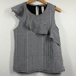 Women's Anthropologie Dolan Sleeveless Black White Checkered Top Size M